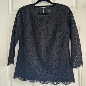 ❤️2/$15 or 3/$21❤️ J. Crew Black Lace Overlay Blouse, Size 2